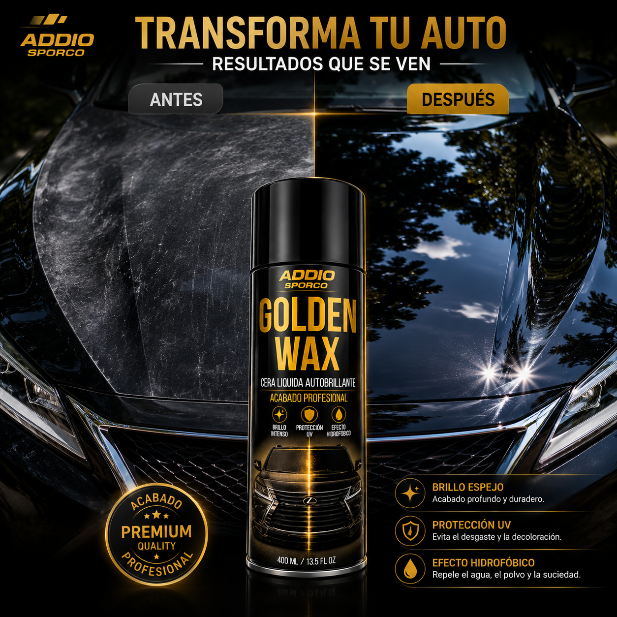 Golden Wax — Aerosol Cera Autobrillante Acabado Profesional