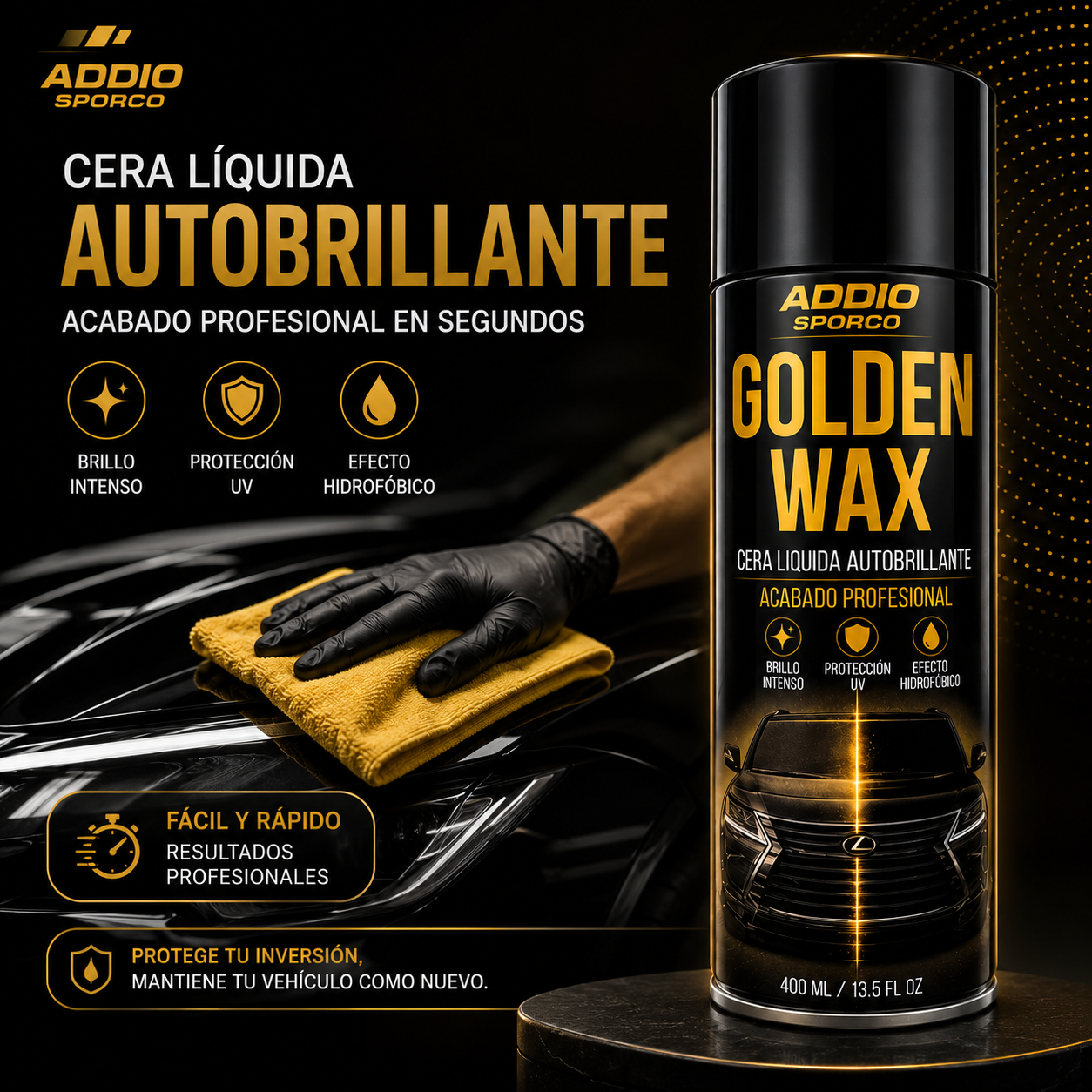 Golden Wax — Aerosol Cera Autobrillante Acabado Profesional